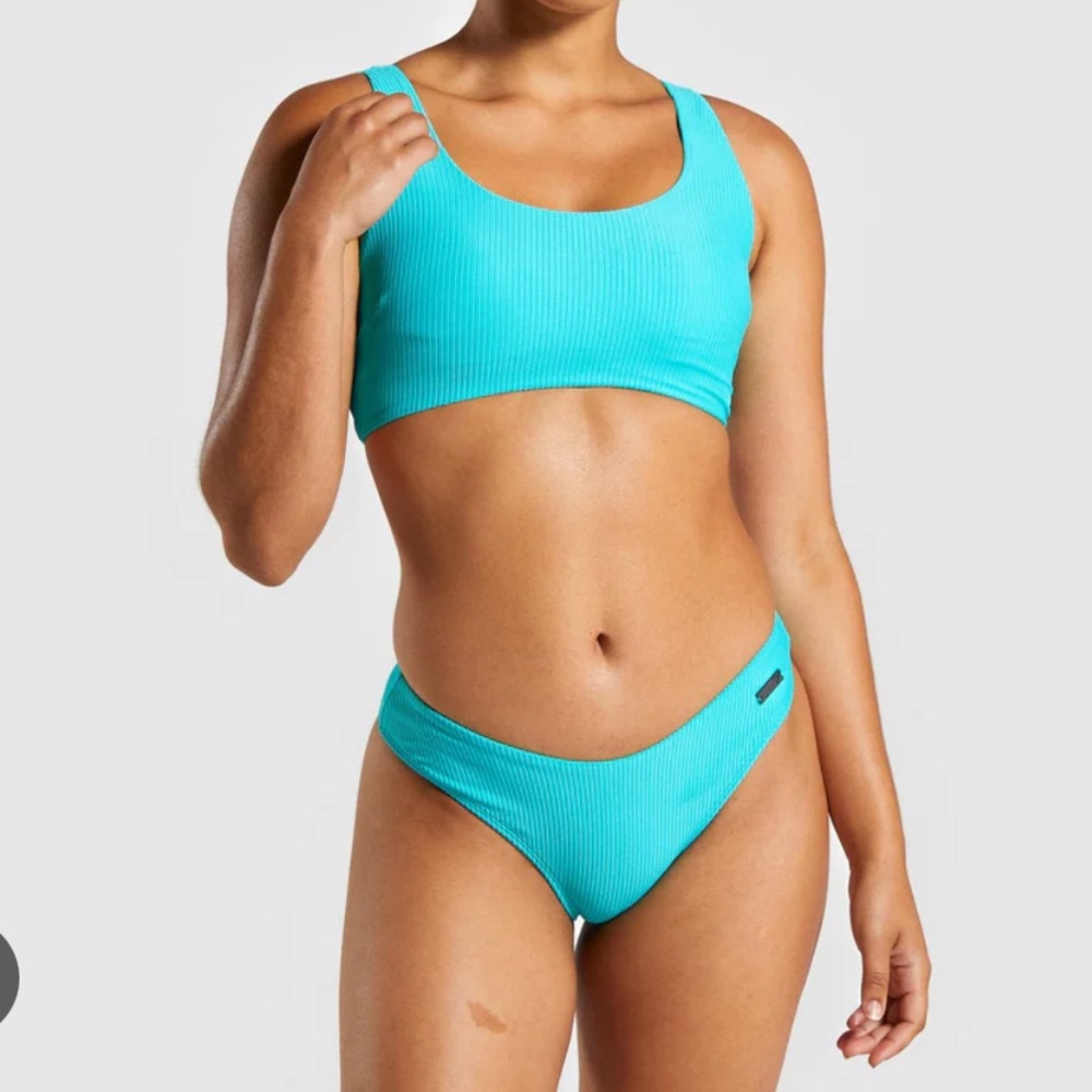Gymshark Ribbed Aqua Blue Bikini Set